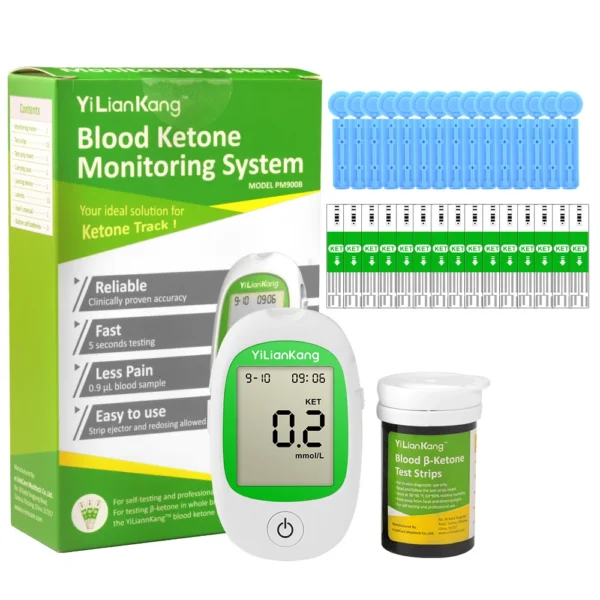 Blood Ketone Meter Kit for Keto Diet Testing – Complete Ketone Test Kit with Ketone Monitor and 15 Keto Strips, Lancing Device