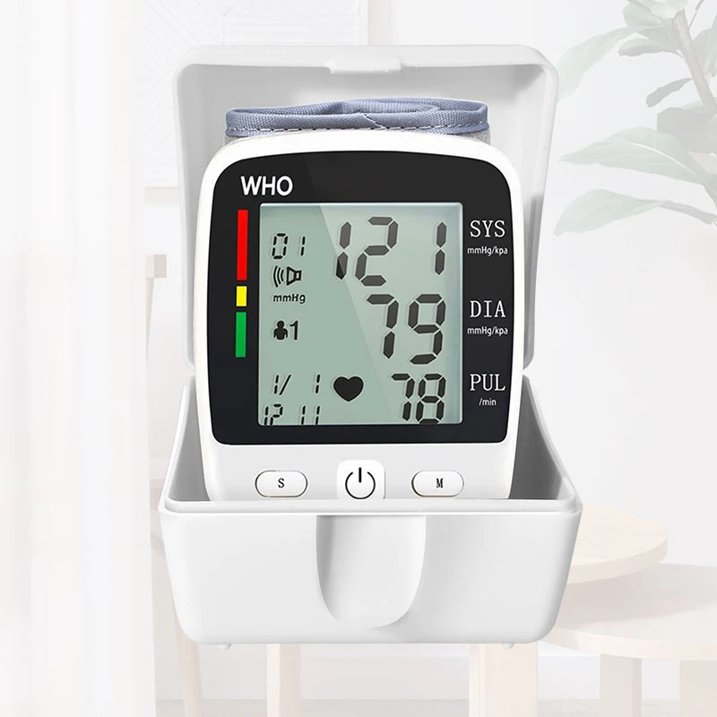 Digital Blood Pressure Monitor Wrist Tensiometer Electronic Sphygmomanometer Tonometer with LCD, 2 X 90 Memory Rechargeable